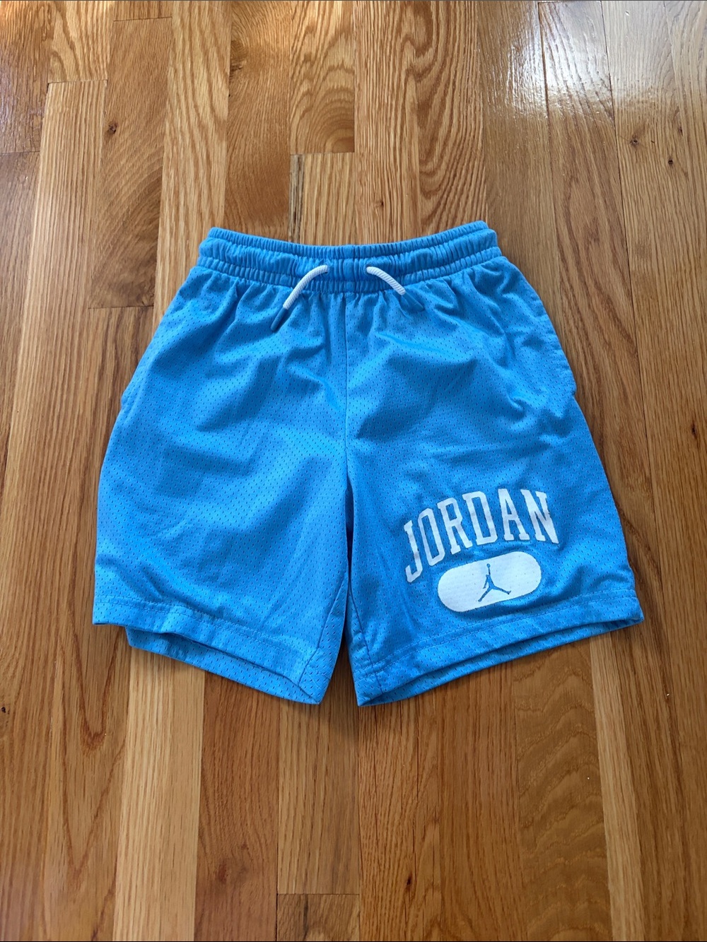 Jordan Light Blue Mesh Athletic Shorts with White Logo